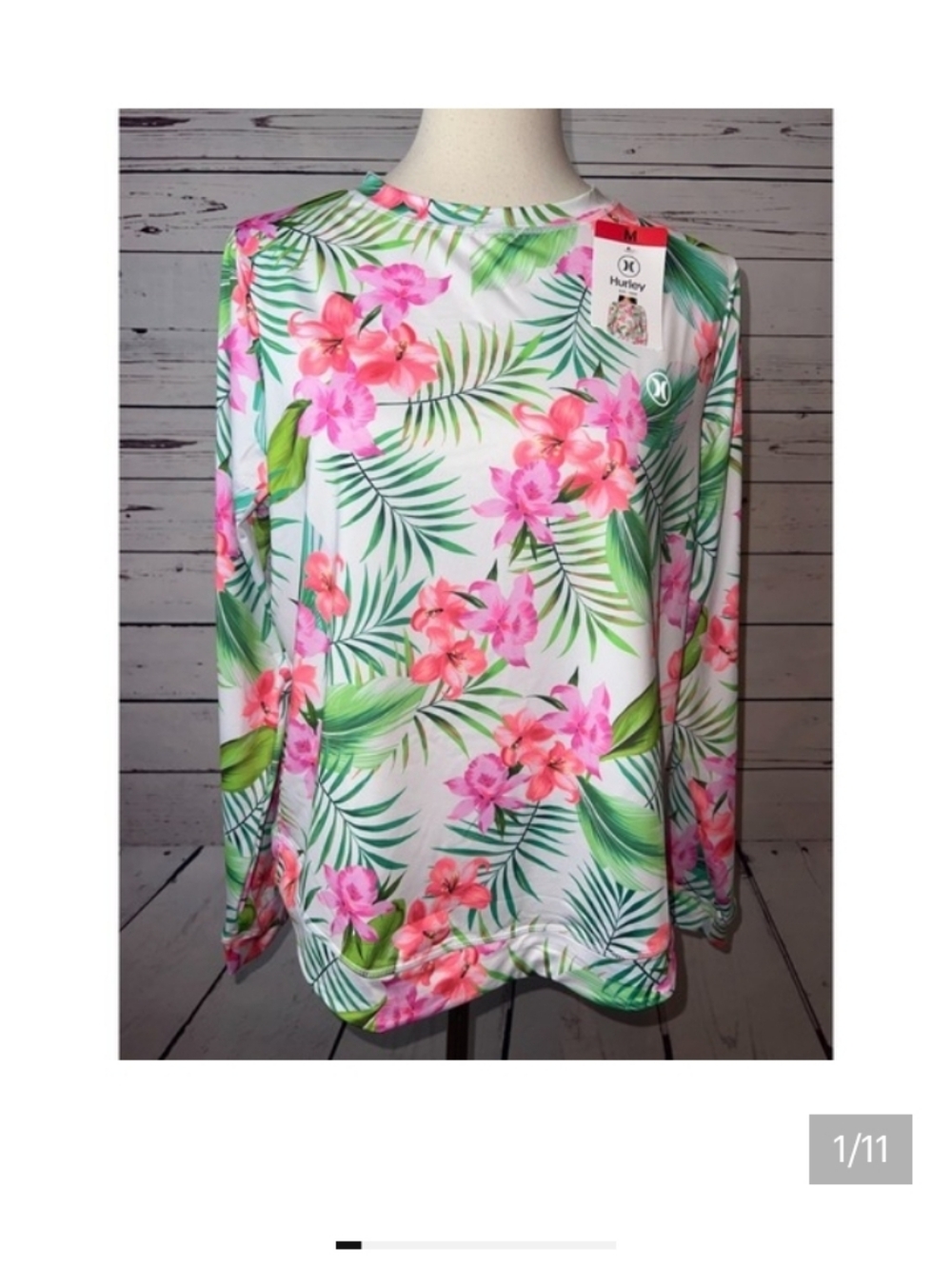 #51 - Hurley Rash Guard Swim Shirt Med/Large NWOT Womens UPF 50 Sun protection